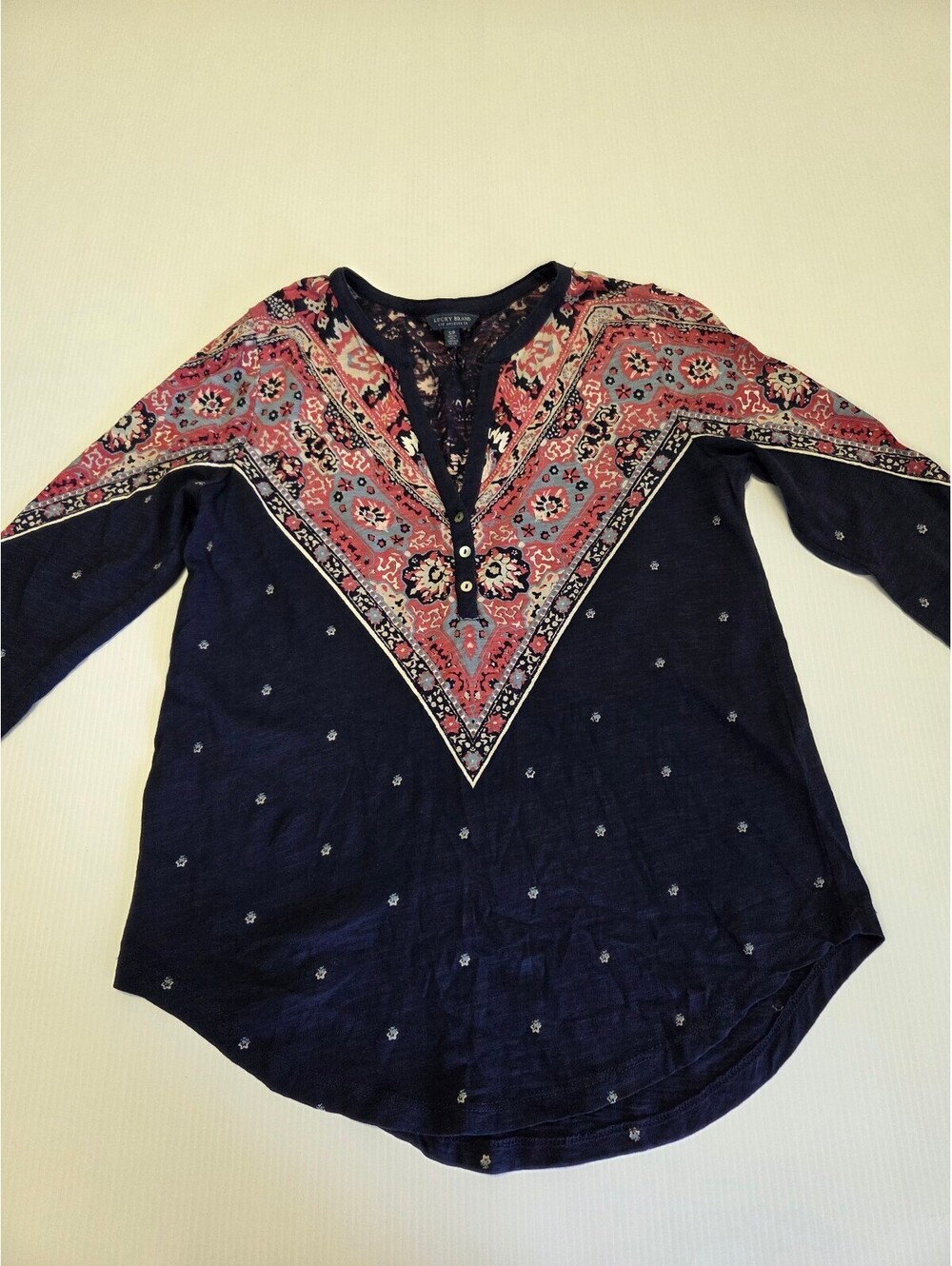 Lucky Brand Women's Boho Style Blouse Size Small Multi-Color